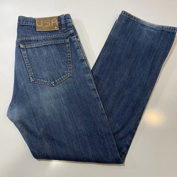 John Varvatos USA Men’s Blue Jeans Button Fly Straight Denim USA Logo Sz 34x31 - Picture 8 of 9